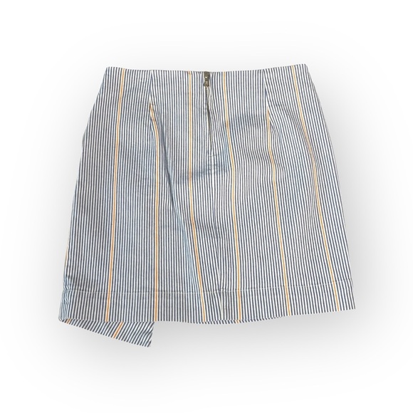 new 3x1 ᯾ Jane Ruffle Stretch Denim Mini Skirt ᯾ Blue Ticking Stripe ᯾ XS ᯾ Chic - Picture 11 of 16